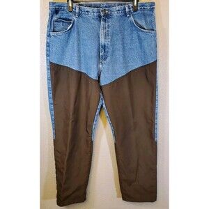 Wrangler Men's Vintage Rugged Wear Double Knee Brushguard Denim Jeans Size 42x32
